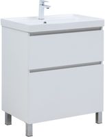 Тумба с раковиной Aquanet Вега 70 (Ирис) напольная 2 ящ. цв. белый глянец 00345376 — фото 1, Тумбы с раковиной