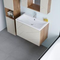 Тумба под раковину подвесная Бриклаер КРИСТАЛЛ латте, 80 см арт-4627125416941 — фото 6, Тумбы с раковиной