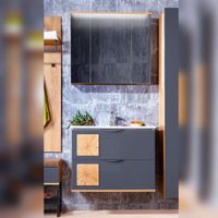 Товар: Комплект мебели для ванной Бриклаер Форест 80, дуб золотой/антрацит - фото 1 Комплект мебели для ванной Бриклаер Форест 80, дуб золотой/антрацит — фото 1, Комплекты мебели для ванной