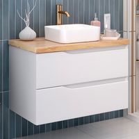 Тумба подвесная NORDIC 80 со столешницей из массива 80см под накладную раковину /AQUA DE MARCO 5080CNOR080/H — фото 1, Тумбы под раковину