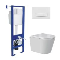 Комплект BERGES: инсталляция АТОМ 410 кнопка Atom Line белая, унитаз VITA Rimless 49 см, сиденье дюропласт микролифт, быстросъём арт-043383 — фото 9, Комплекты унитаз + инсталляция