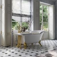 IMPERO Ванна 180x87хH76 см. белая, на лапах "LEONE" STANDART слив/перелив золото 26925 — фото 2, Ванны