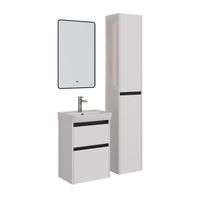 Тумба Lemark COMBI 50 см под 1 раковину, подвесная/напольная, 2 ящика, цвет планки: Чёрный, цвет кор арт-LM03C50T-black — фото 5, Тумбы под раковину