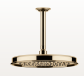 Верхний душ, Gessi, VENTI20, тип установки-потолочный, размер душевого диска, мм-300*300, форма-круглая, держатель-в комплекте, размер держателя, мм-293, цвет-Warm Bronze PVD арт-65153.735 — фото 1, Верхние души