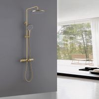 Душевая стойка ABBER Thermostat AF8516GL с термостатом и изливом, золото матовое — фото 2, Душевые стойки