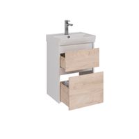 Тумба Lemark COMBI 50 см под 1 раковину, подвесная/напольная, 2 ящика, цвет фасада: Дуб кантри, цвет арт-LM03C50T-dub — фото 1, Тумбы под раковину