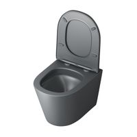 Унитаз подвесной Grossman (485х360х330) безободковый,смыв торнадо,серый матовый с тонкой крышкой,микролифт,1 место арт-GR-4477GMSQ — фото 2, Подвесные унитазы