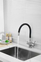 Смеситель для кухни с гибким изливом и подключением фильтра BELZ, сатин, черный, арт-B76814-1 — фото 3, Смесители для кухни