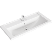 Напольная тумба в белом глянцевом цвете с тремя ящиками с умывальником арт-MAN01103 — фото 1, Тумбы с раковиной