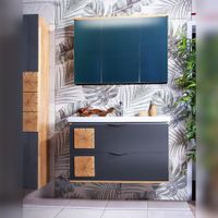 Комплект мебели для ванной Бриклаер Форест 100, дуб золотой/антрацит — фото 1, Комплекты мебели для ванной