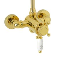 Товар: KING Душевой настенный гарнитур (см-ль д/душа-термостат/колонна/верхн.душ/шланг/ручной душ),золото арт-31800 - фото 2 KING Душевой настенный гарнитур (см-ль д/душа-термостат/колонна/верхн.душ/шланг/ручной душ),золото арт-31800 — фото 2, Душевые стойки