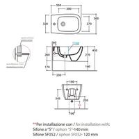 Биде GLOBO GENESIS подвесное с одним отверстием цвет черный матовый арт-GNS09AR — фото 2, Биде подвесные
