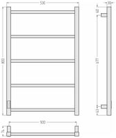 Полотенцесушитель электрический Стилье Формат 26 800х500 левый Матовый чёрный арт-31527-8050 — фото 3, Электрические полотенцесушители