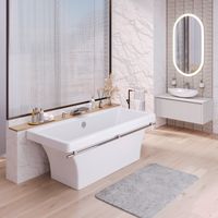 Ванна CRETE 180см из литьевого мрамора NOVA GEL с хромированным полотенцедержателем/ Aqua de Marco 1180WCKRI_GEL — фото 1, Ванны