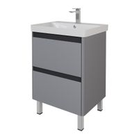 Тумба LUXURY PLUS, 60 см, подвесная/напольная, 2 ящик, серый базальт арт-99.2030 — фото 1, Тумбы под раковину