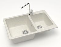 Кухонная мойка AZARIO Grand 765х500х190 двойная, искусственный мрамор, цвет Хлопок арт-CS00079904 — фото 1, Кухонные мойки