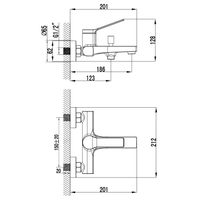 Смеситель для ванны и душа Azario VISE с ручным душем, керамический картридж, хром арт-AZ-VSA238330C — фото 5, Смеситель для ванны