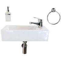 Раковина маленькая GS, 45x25x12 cm, отверстие справа. белая керамика арт-32577 — фото 5, Раковины накладные