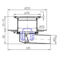 Душевой трап AZARIO НЕПТУН DN50/95 15х15см, пластик, боковой слив, решетка из нержавеющей стали арт-AZ-326 X N — фото 1, Трапы для душа