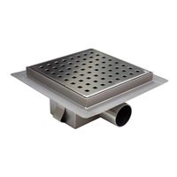 Трап для душа AZARIO 150х150 цельнометаллический, перфорированная решетка, горизонтальный выпуск арт-AZZ1150 — фото 6, Трапы для душа