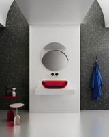 Раковина накладная прозрачная ABBER Kristall красная арт-AT2805Rubin — фото 3, Раковины накладные