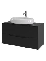 Orange Line Li-100TubMDF+B08-640W тумба с раковиной подвесная 100 см, черный/белый Li-100TubMDF+B08-640W — фото 6, Тумбы с раковиной