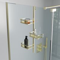 Полка для душевого ограждения Moderno, 650x120x324, золото брашинг MD-G-C9 — фото 1, Полки для ванной и душа