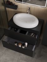 Orange Line Li-80TubMDF+B08-640W тумба с раковиной подвесная 80 см, черный/белый Li-80TubMDF+B08-640W — фото 4, Тумбы с раковиной