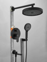 Душевая система скрытого монтажа с тропическим душем, лейкой, изливом BELZ, цвет черный, арт-B80713-7 — фото 2, Встраиваемые душевые комплекты