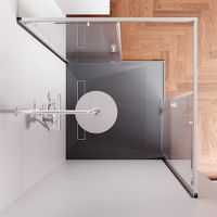 W94G-403-100100-MT1K X-joy душевое огражд квадратн.,раздвиж.двери 100x100 хром мат.,стекло прозрачн — фото 1, Душевые кабины и ограждения