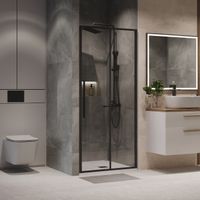 Дверь в нишу Niagara Nova NG-84-11AB (110х195) черный матовый,стекло прозрачное,дверь раздвижная,1 место — фото 3, Раздвижные душевые двери