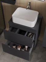 Orange Line тумба с раковиной подвесная 60 см, графит/белый арт-Li-60TugMDF+B02-460W — фото 2, Тумбы с раковиной