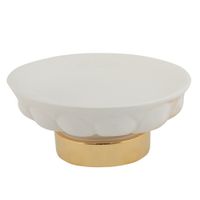 OLIVIA Mыльница настольная, керамика белая, золото 17447 — фото 1, Мыльницы