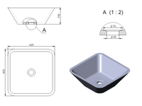 Раковина SATURN Nano Concrete 42,5 Х 42,5 арт-2.02.004.44.4 — фото 2, Раковины накладные