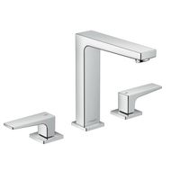 Смеситель для раковины, Hansgrohe, Metropol, тип открывания воды-двухрычажный, отверстия для монтажа-3, высота, мм-183, вынос излива, мм-152, донный клапан-есть, цвет-хром, сливной клапан Push-Open G 11⁄4 арт-32515000 — фото 1, Смесители для раковины