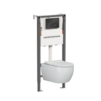 Комплект Подвесной унитаз PLAY Rimless + Система инсталляции Balance кнопка Circle, черный матовый — фото 1, Комплекты унитаз + инсталляция