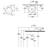 Раковина GLOBO T-EDGE подвесная или на столешницу с одним намеченным отверстием цвет белый TE040BI — фото 3, Раковины накладные