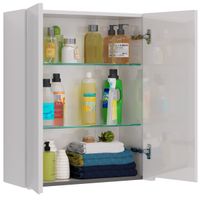 Шкаф Lemark BUNO 60 см подвесной, 2-х дверный, цвет планки: Серый, цвет корпуса, фасада: Белый гляне арт-LM04B60SH — фото 2, Шкафы для ванной