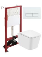 Agger Унитаз подвесной безободковый белый с инсталляцией, микролифт, кнопка смыва белая арт-ATI08100+APB288 — фото 11, Комплекты унитаз + инсталляция