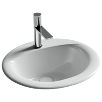 Раковина встраиваемая сверху CERAMICANOVA Sun овальная с переливом 515x455x200 мм цвет белый арт. CN6080 — фото 1, Раковины встраиваемые сверху