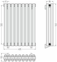 Отопительный радиатор Сунержа Эстет-00 500х405 9 секций Матовое золото арт-032-0332-5009 — фото 3, Радиаторы отопления