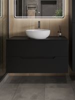 Orange Line Li-100TubMDF+B07-420W тумба с раковиной подвесная 100 см, черный/белый Li-100TubMDF+B07-420W — фото 3, Тумбы с раковиной