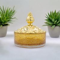 ELISABETTA Баночка низкая, H13 см. с крышкой, стекло/золото 17057 — фото 9, Органайзеры для ванной