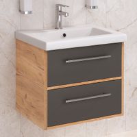 Тумба подвесная с умывальником MELBOURNE 60 /дуб/серый/ AQUA DE MARCO 5060GCMEL/H/V.2.0 — фото 2, Тумбы с раковиной