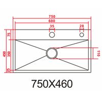 Кухонная мойка AZARIO NAOMI (750*460*220) нержавеющая сталь серебро соты (сифон, корзина, доска) арт-AZS7546H — фото 1, Кухонные мойки