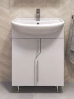 Тумба Turin 60, напольная, 2 дв., белая (под раковину Уют 60) VIGO 226 — фото 1, Тумбы под раковину