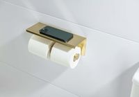 ОБЕРОН бумагодержатель двойной с полкой, шлиф. золото арт-AQ4909BG — фото 3, Держатели туалетной бумаги