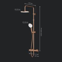 F0785A444 X-Joy, душ.система: см-ль д/душа с ТМС, душ.штанга,верхний душ 220мм, ручн душ, роз.золо — фото 6, Душевые системы