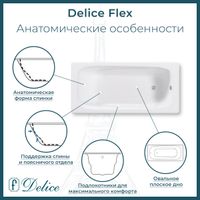 Ванна чугунная Delice Flex 170х80 с отверстиями под ручки и антискользящим покрытием DLR230631R-AS — фото 2, Чугунные ванны