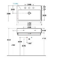 Раковина GLOBO STONE подвесная или накладная с тремя намеченными отверстиями цвет белый арт-SCQ61BI — фото 3, Раковины накладные